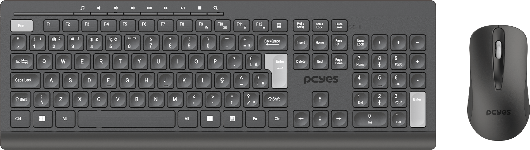 KIT TECLADO E MOUSE SEM FIO SOFT - WIRELESS 2.4GHZ - PCOSFWAB - Triax  Express