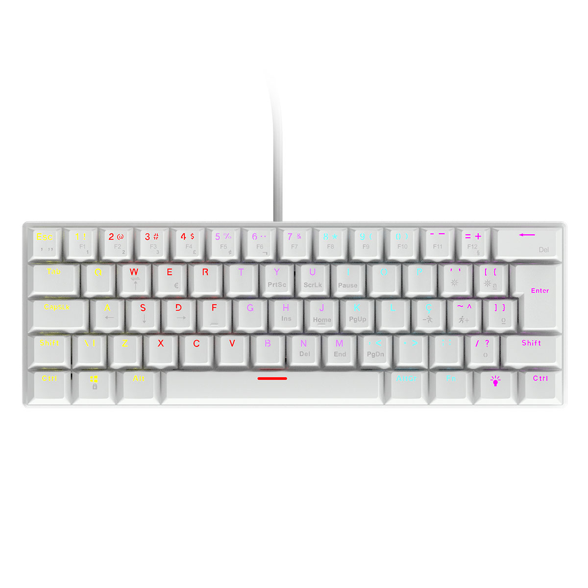 TECLADO MECÂNICO 60% VINIK ANIHI WHITE - SWITCH BLUE - LED RAINBOW