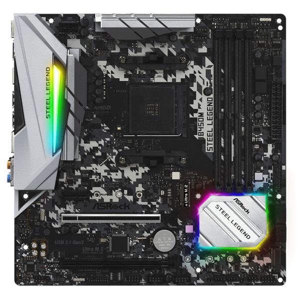PLACA MÃE ASROCK AM4 B450M STEEL LEGEND 4XDDR4 DIMM 128GB 2XUSB2.0