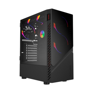 GABINETE GAMER SET BLACK VULCAN - LATERAL EM VIDRO - PCYES - GSBVPBR