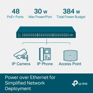 SWITCH GIGABIT L2+ 52P C/ 48 PORTAS POE+ TL-SG3452P SMB