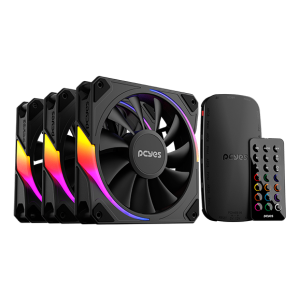 KIT COOLER FAN PARA GABINETE 3UN SANGUE FRIO 3 ARGB BLACK VULCAN 120MM PCYES - K3ARGBSF3BR