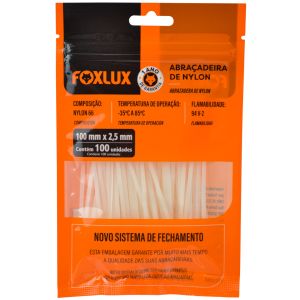 CINTA ABRACADEIRA EM NYLON 100X2.5 MM C/100  BRANCA