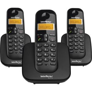 TELEFONE SEM FIO C/ IDENTIFICADOR DE CHAMADAS + 2 RAMAIS TS3113 PRETO 4123103 - 1