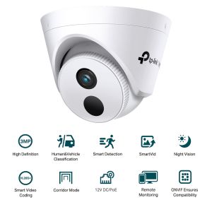 CAMERA IP CFTV POE DOME INTERNA TURRET 3MP C/ IR VIGI C430I 2.8MM - 2