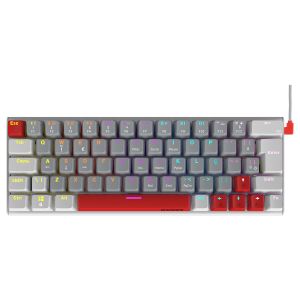 TECLADO MECANICO 60% PCYES KUROMORI WHITE GHOST - SWITCH RED - LED RAINBOW - PTKMWG60RD