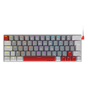 TECLADO MECANICO 60% PCYES KUROMORI WHITE GHOST - SWITCH RED - LED RAINBOW - PTKMWG60RD