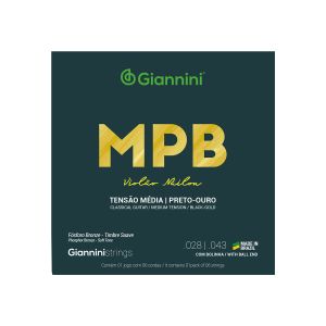 ENCORDOAMENTO VIOLAO NYLON PRETO-OURO TENSÃO MÉDIA COM BOLINHA GENWBG - 1
