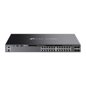 SWITCH GERENCIAVEL L3 EMPILHAVEL DE 28 PORTAS C/ 24 PORTAS GIGABIT E 4 SLOTS SFP+ DE 10 GBPS SG6428X SMB - 1