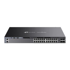 SWITCH GERENCIAVEL L3 EMPILHAVEL DE 28 PORTAS C/ 24 PORTAS GIGABIT POE+ E 4 SLOTS SFP+ DE 10 GBPS SG6428XHP SMB - 1