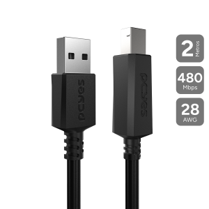 CABO P/ IMPRESSORA USB A 2.0 P/ USB B 2.0 - 2 METROS - PUABM2-2