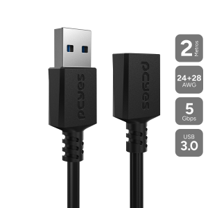 CABO EXTENSOR USB A 3.0 MACHO P/ USB A 3.0 FEMEA - 2 METROS - PUAMF3-2