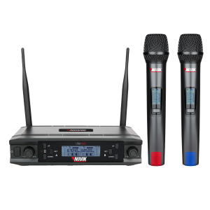 MICROFONE UHF DUPLO MULTI-FREQUÊNCIA 2X300 CANAIS TRANSMISSÃO DIGITAL
