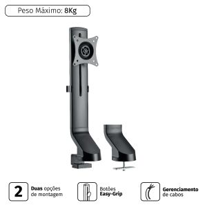 SUPORTE FIXO PARA MONITOR C/ REGULAGEM DE ALTURA - 17' A 32'' - PLMSM01F