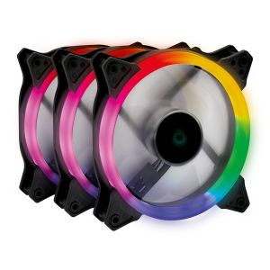 KIT COOLER FAN GAMER PARA GABINETE 3UN VINIK V.RING 5.0 FULL HALO 120MM - LED FIXO 5 CORES - FHALOX3