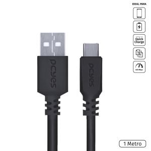 CABO USB A 2.0  PARA USB TIPO C 1M PRETO - PUACP-01