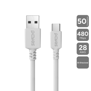 CABO USB A 2.0 MACHO P/ USB TIPO-C - BRANCO - 50 CM - PUACB-05