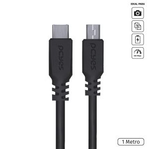 CABO USB TIPO C PARA MINI USB B 2.0 1M PRETO - PUCMBP-1