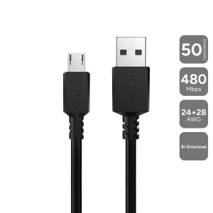 CABO MICRO USB PARA USB A 2.0 - PRETO - 50CM - PMUAP-05