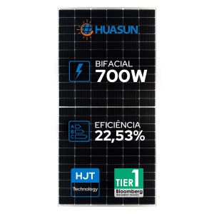 PAINEL SOLAR FOTOVOLTAICO HUASUN 700W HJT 132 CELULAS BIFACIAL HS-210-B132DS700