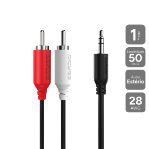 CABO 2 RCA M PARA P2 3.5MM M - 1 MT - P2R35-1