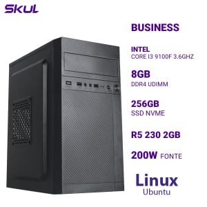 COMPUTADOR B300 CORE I3 9100F 3.6GHZ MEM 8GB DDR4 SSD 256GB NVME R5 230 2GB FONTE 200W LINUX UBUNTU
