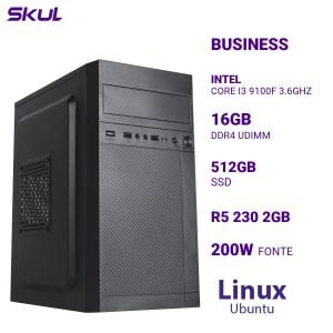 COMPUTADOR B300 CORE I3 9100F 3.6GHZ MEM 16GB DDR4 SSD 512GB R5 230 2GB FONTE 200W LINUX UBUNTU