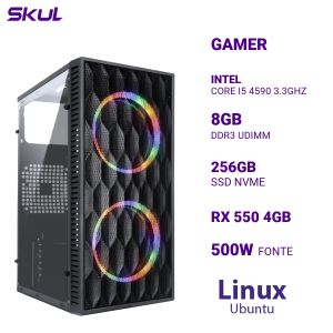 COMPUTADOR 5000 CORE I5 4590 3.3GHZ MEM 8GB DDR3 SSD 256GB NVME RX 550 4GB FONTE 500W  LINUX UBUNTU