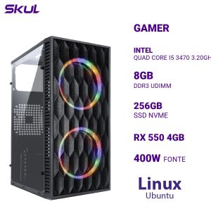 COMPUTADOR 5000 QUAD CORE I5 3470 3.20GHZ MEM 8GB DDR3 SSD 256GB NVME RX 550 4GB FONTE 400W  LINUX UBUNTU