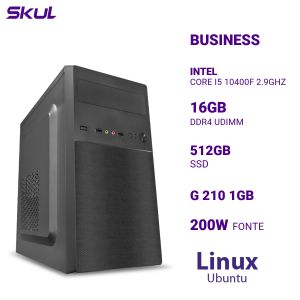 COMPUTADOR B500 CORE I5 10400F 2.9GHZ MEM 16GB DDR4 SSD 512GB G 210 1GB  FONTE 200W LINUX UBUNTU