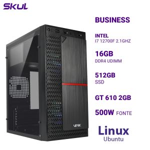 COMPUTADOR B500 I7 12700F 2.1GHZ MEM 16GB DDR4 SSD 512GB GT 610 2GB FONTE 500W  LINUX UBUNTU