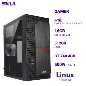 COMPUTADOR 5000 CORE I5 10400F 2.9GHZ MEM 16GB DDR4 SSD 512GB GT 740 4GB FONTE 500W  LINUX UBUNTU