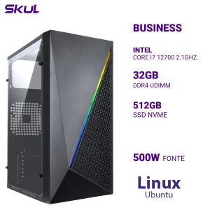 COMPUTADOR B700 CORE I7 12700 2.1GHZ MEM 32GB DDR4 SSD 512GB NVME FONTE 500W 80 PLUS WHITE LINUX UBUNTU