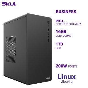 COMPUTADOR B300 CORE I3 9100 3.6GHZ MEM 16GB DDR4 SSD 1TB FONTE 200W LINUX UBUNTU