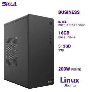 COMPUTADOR B300 CORE I3 8100 3.6GHZ MEM 16GB DDR4 SSD 512GB FONTE 200W LINUX UBUNTU