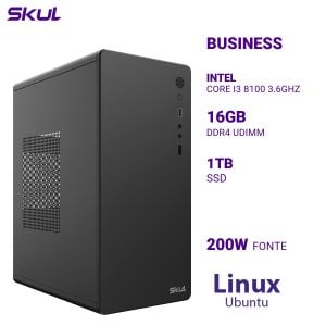 COMPUTADOR B300 CORE I3 8100 3.6GHZ MEM 16GB DDR4 SSD 1TB FONTE 200W LINUX UBUNTU