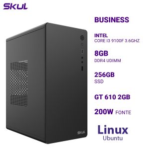 COMPUTADOR B300 CORE I3 9100F 3.6GHZ MEM 8GB DDR4 SSD 256GB GT 610 2GB FONTE 200W LINUX UBUNTU