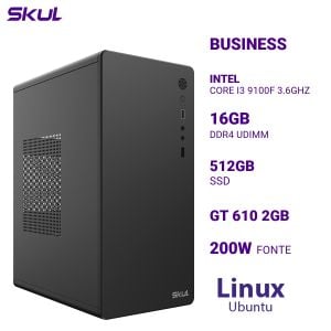 COMPUTADOR B300 CORE I3 9100F 3.6GHZ MEM 16GB DDR4 SSD 512GB GT 610 2GB FONTE 200W LINUX UBUNTU