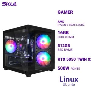 COMPUTADOR 5000 RYZEN 5 5500 3.6GHZ MEM 16GB (2X8GB) DDR4 SSD 512GB NVME RTX 5050 TWIN X2 8GB FONTE 500W 80 PLUS LINUX