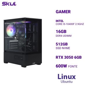 COMPUTADOR 5000 CORE I5-10400F 2.9GHZ MEM 16GB (2X8) DDR4 SSD 512GB NVME RTX 3050 6GB FONTE 600W LINUX UBUNTU