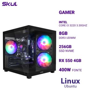 COMPUTADOR 3000 CORE I3 3220 3.30GHZ MEM 8GB DDR3 SSD 256GB NVME RX 550 4GB FONTE 400W  LINUX UBUNTU