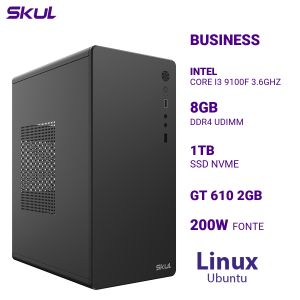 COMPUTADOR B300 CORE I3 9100F 3.6GHZ MEM 8GB DDR4 SSD 1TB NVME GT 610 2GB FONTE 200W LINUX UBUNTU