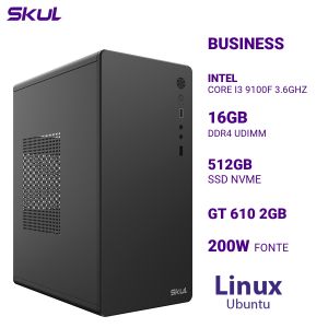 COMPUTADOR B300 CORE I3 9100F 3.6GHZ MEM 16GB DDR4 SSD 512GB NVME GT 610 2GB FONTE 200W LINUX UBUNTU