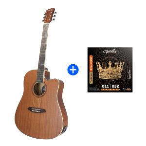 KIT PROMOCIONAL VIOLÃO ELÉTRICO SAFIRA 41" SAPELE + ENCORDOAMENTO 011 AÇO BRONZE 85 15