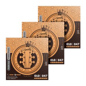 KIT 3 ENCORDOAMENTOS VIOLÃO AÇO TONANTE 010-.047 - RVVA10SP CORDA MI EXTRA