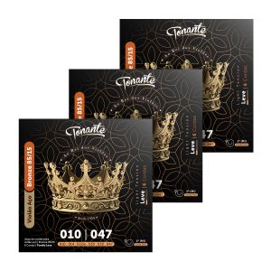 KIT 3 ENCORDOAMENTOS VIOLÃO AÇO TONANTE 010-.047 - TNVA10B85  CORDA MI EXTRA