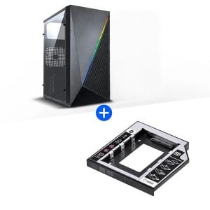 GABINETE GAMER VINIK MURK PRETO LATERAL ACRILICO - GGMACBK + ADAPTADOR CADDY PARA HD OU SSD GAVETA DVD NOTEBOOK SATA 12.7MM AC-127