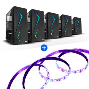 GABINETE GAMER VINIK TWIN EDGE PRETO LATERAL ACRILICO - GGTEACBK + FITA DE LED SORTIDA