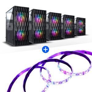 GABINETE GAMER VINIK WAVE PRETO LATERAL ACRILICO - GGWACBK + FITA DE LED SORTIDA