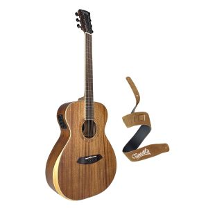 KIT PROMOCIONAL VIOLÃO ELÉTRICO QUARTZO 40"  + CORREIA DE COURO CAMURÇA MARROM TN02CA